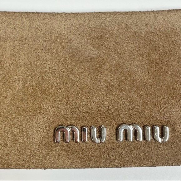 Miu Miu Couture Thick Heart Motif Suede Leather Belt - Picture 3 of 6